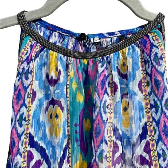 ZARA 2 Piece Set Aztec Print Short Skirt Halter Neck Top Boho Royal Blue/Multi S - Picture 5 of 16